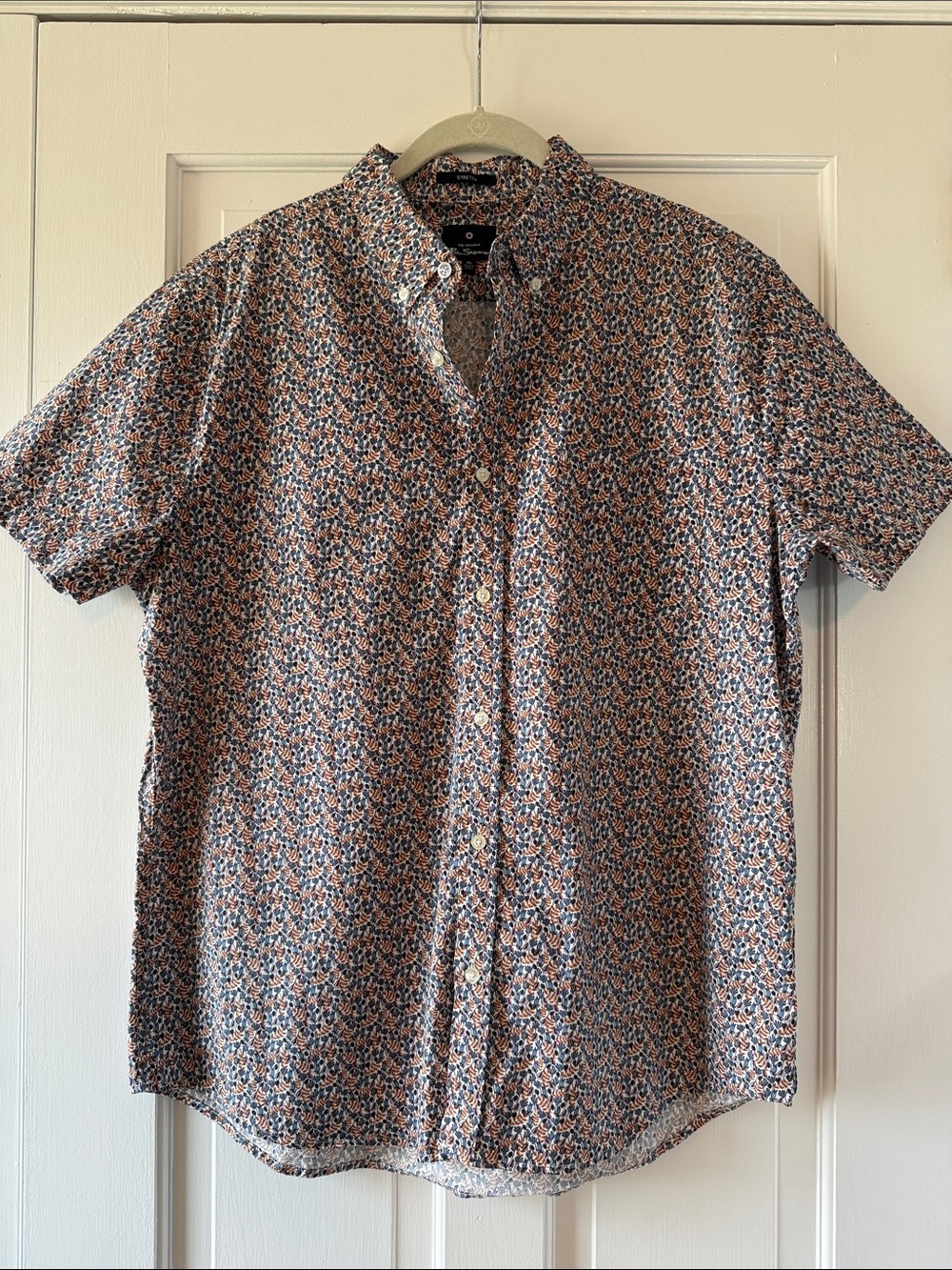 Ben Sherman Fall Floral Men's Short-Sleeve Button-Up Shirt Stretch Cotton XL